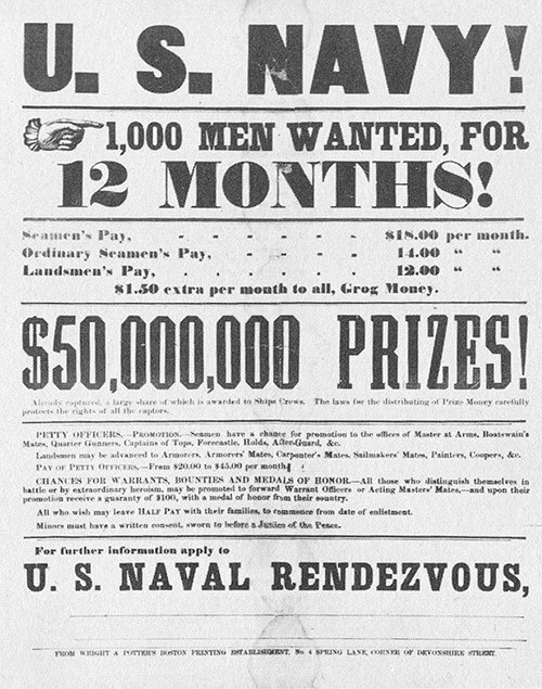 Civil War US Navy recruiting poster