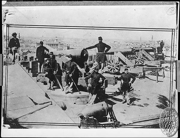 Union Troops man a battery on Federal Hill overlooking Baltimore’s Inner Harbor – Photo courtesy MD Historical Society