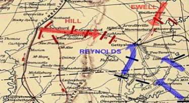 Map - The roads leading to Gettysburg